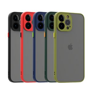 Kameraskydd Stötskyddade telefonfall för iPhone 13 12 Mini 11 Pro XS Max XR Samsung S22 Ultra S21 Fe A13 A03 A53 Huawei Xiaomi Soft Silicone Matte Hard Mobile Cover