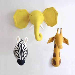 Zebra/Elefante/Giraffa 3D Testa di animale Montaggio a parete Bambini Peluche Camera dei bambini Parete Decorazione della casa Accessori Regali di compleanno 220803