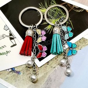 Butterfly Keychain Pearls Tassels Keychains for Women Carm Charms Accessories Keyring Chain Chain Selder Jewelry
