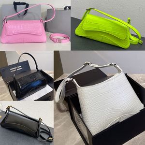 Damen XX Small Flap Bag Box Weiß mit Krokodilprägung Medium BB Umhängetaschen Handtaschen Umhängetasche Geldbörse Bal B Balencaiga