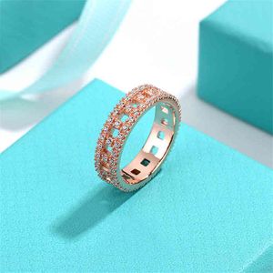 N4EL SEIKO Sterling Silver T Home Swde Diamond Inlaid Rose Gold Hollow Out Ring Par s High Sense of Personality for the Pocke Finger