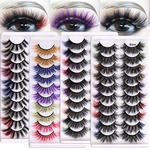 Hand Made Reusable Messy 3D Color Fake Eyelashes Extensions Soft Light Thick Curling Up False Lashes Eyes Makeup Full Strip Lashes DHL