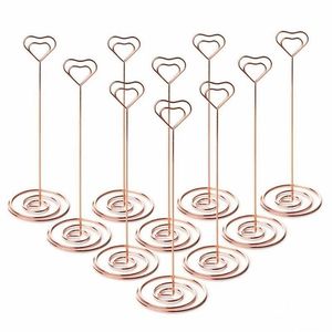 10st Tabell Place Card Holder Table Number Holders Stands Heart Shape Photo Picture Memo Clips for Wedding Party Decorations T200827