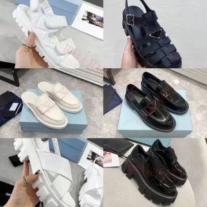 Brand Woman Sandals toppkvalitet äkta läderklänning sko lyxiga tofflor mode rom loafers lady plattform platt toffel designer kvinnor casual skor