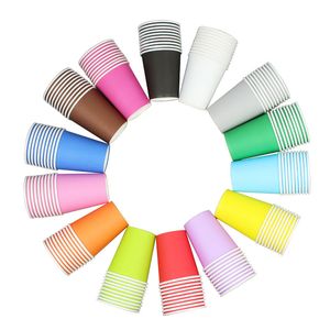 Pure Color Party Disponertable Paper Cups Juice Cup Diy Decoration Baby Shower Kids Birthday Wedding Picnic Table Seary Supply 20220614 D3