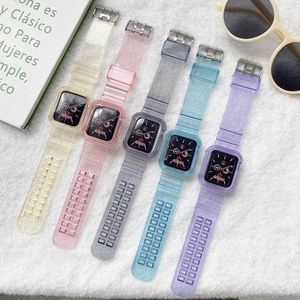 Nyaste sportrem för Apple Watch Band Series 6 1 2 3 4 5 Transparenta Iwatch Smart Straps Straps 38mm 40mm 42mm 44mm Wirst