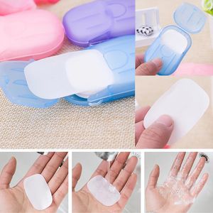 20pcs/Box Disposable Seifen Flakestravel Seifenpapier Waschanschüttung Handbad sauber duftende Scheibenblätter Mini -Papier -Badezimmerlieferungen