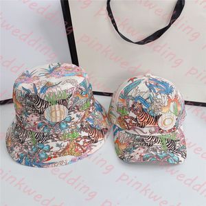 Tiger Printed Fisherman Hat Breathable Canvas Baseball Cap Street Trendy Designer Snapback Cap Flat Visor Bucket Hats