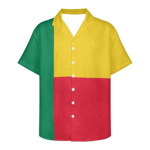 Men's Casual Shirts Benin Flag Design Pattern Summer Vintage Fashion Short Sleeve Hawaii For Men Camisa Masculina Party Holiday