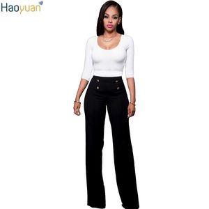 Haoyuan Casual Autumn Winter Pants Women 2017 New Ladies Solid Slim Loose Pants da cintura High Fashion 3 Cores Woman calça calças Q1110