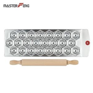 24 hål diamantform ravioli gjutplatta med 1 rullande stift aluminium maker dumpling mögelverktyg mf24di y200612