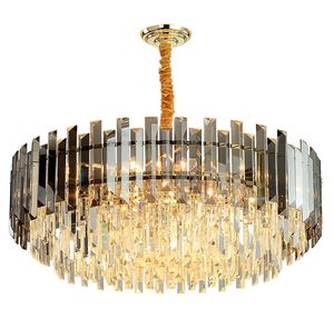 Led Round Golden Crystal Lamp Chandeliers Lighting Living Room Interior Lighting Modern Restaurant Kitchen Industrial Loft