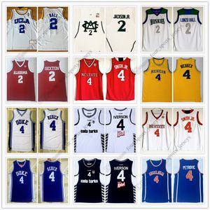 NCAA Basketball Jersey 2 Sexton Lonzo Ball 4 Allen Iverson Chris Webber Drazen Petrovic j.j redick JR Smith Larry Johnson Mohamed Bamba High Quality Jerseys Size S--XXL