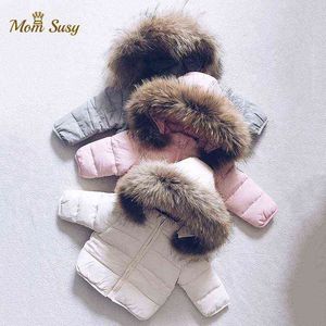 Bebê menino menina winte abaixa jaqueta grossa algodão acolchoado bebê joofller casaco de pele de neve sólida traje zíper de bebê 1-7y j220718