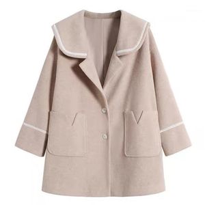 Женская шерстяная смесь зимние женские куртки свободные большой размер женские пальто теплые мягкие карманы элегантные леди пальто женщина одежда