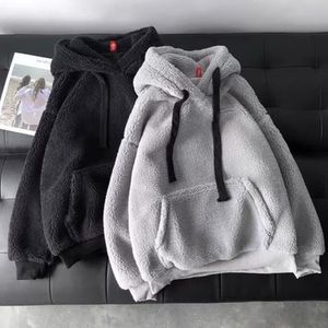 Kvinnlig modesweatshirt långärmad solid lös fick tjock hoodies Kvinnor Autumn Winter Hooded Print Fleece Flannel Pullover 220815