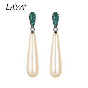 LAYA Shell Pearl Dangle Earrings For Women 925 Sterling Silver Fashion New Style Clear Cubic Zirconium Birthday Wedding High Quality Classic Jewelry