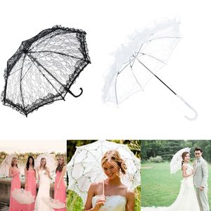 Western Style Bride Umbrella Lace Sun Fleur Parasol Decoração branca Casamento vermelho Bride Parasols