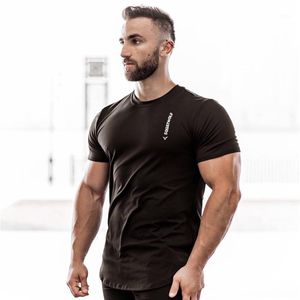 Męskie koszulki 2022 Mężczyźni Krótki Rękaw Bawełniany Koszulka Summer Casual Moda Siłownie Fitness Bodybuilding T Koszula Mężczyzna Slim Tees Top Odzież Mężczyzna