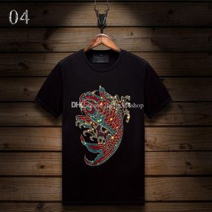 Camisetas de grife casuais para homens e mulheres de manga curta com strass quentes e gola alta com gola alta camisetas de algodão mercerizado