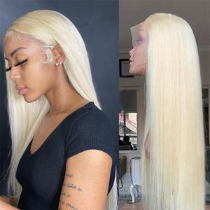 26 polegadas 613 Blonde Synthetic Lace Front Wig Simulação Human Wigs 13x4 para mulheres HQ504