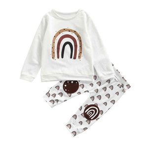 Citgeett Herbst Kinder Jungen Kleidung Set T-shirt Hosen Anzug Regenbogen Druck Langarm Tops Hosen Frühling Anzug J220711