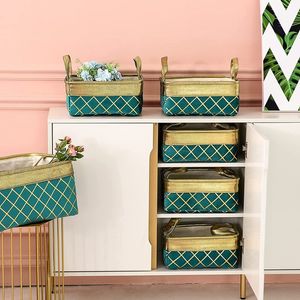 Storage Baskets for Shelves 6-Pack Fabric Bins Organizer with Handles Collapsible Baskets for Home Nursery Green 0615