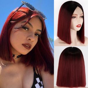 Straight Bob Wig With Transparent 13x1 Lace Front Human Hair Wigs for Women Pre Plucked 150% Density