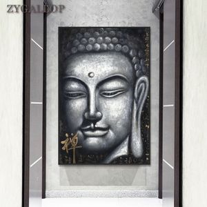 Pinturas de Canvas de Buda de Prata Imprimir Vintage Pôsteres Chinesa Estilo Budista Painting Buddhism Canvas papel de parede para celular para Home Decor