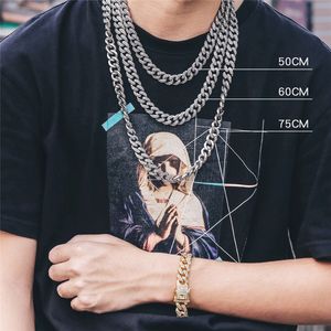 Iced Out Miami Cuban Link Chain Necklace Men 2022 Hip Hop Rostfritt stål Designer smycken halsband