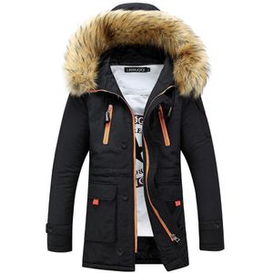 Męskie puch Parkas gęste kurtki zimowe faux fur