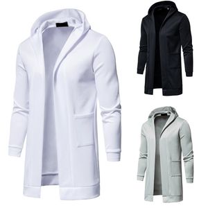 Men's Trench Coats Autumn Winter Men's Jackets Solid Color Long Sleeved Windbreaker Hooded Trench Coats Casual Plus Size Sweatshirt Jackets 220826