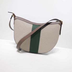 yarım ay tasarım çanta G küçük omuz çantası 598125 kadınlar için özel kanvas postacı çantası Yeşil ve kırmızı Web tasarımcısı çapraz vücut Fermuar kapatma çantası eski çanta