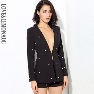 Lovelemonade v yaka çivi birlikte iki parçalı set siyah/gary/kırmızı/pembe LM0211 T200325