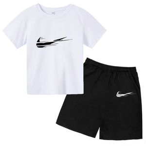 Sommarmodetryck Barnkläder O-ringad T-shirt + shorts 2-delat set bomull Barn kostym Pojke Flicka Baby 4-14 år 220507