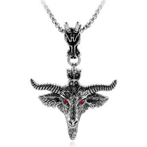 Wisiorek naszyjniki BUDROVKY Pentagram głowa kozy naszyjnik Amulet Sabbatic okultystyczny efekt czerwonych oczu dla kobiet mężczyzn biżuteria kołnierz Choker