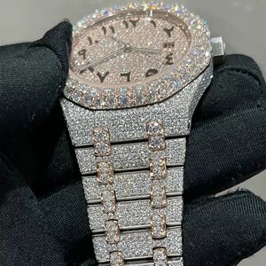 Diamond SetingDesigner Custom Watches New Big Moissanite Stones Watch Pass Test Flower Bezel Automatisk toppkvalitet Men lyx Full Iced Out Diamonds Watches925