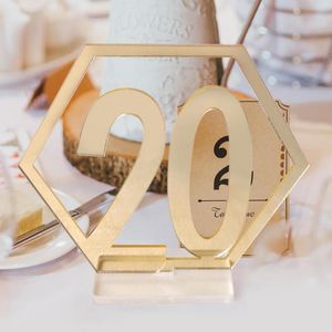 Party Decoration Mirror Wedding Seat Card Hexagon Table Number Signs For Birthday Decor Adult Celebration Babyparty