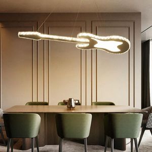 Pendant Lamps Simple Modern Crystal Chandelier Living Room Bedroom Dining Bar Counter Creative Personality Fashion Led Art Guitar LampPendan