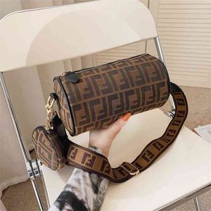 70% factory online sale spring bag wide shoulder belt simple cylinder pillow old flower Boston single