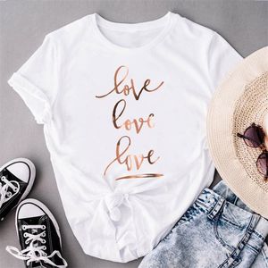 女性のラブレター甘い半袖服のプリントトップファッションレディーティーオナック夏のTシャツグラフィックTシャツ220527