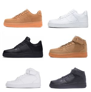 Toppkvalitet Designers utomhuskrafter Mens Low Skateboard Shoes Discount One Unisex Knit Euro Airs Wheat Women All Black Triple White Casual Sports Sneakers