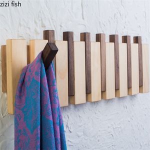 Handmade Natural wood hooks wall coat hanger coat rack clothes hanger American family wall type pianos row hook Storage Hanger T200415