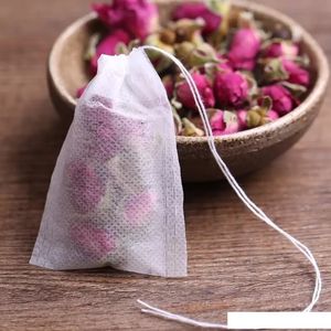 Disposable Teabags Tools 5.5 x 7CM Empty Scented Tea Bags With String Filter Paper for Herb Loose Leaf Teas