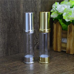 100pcs lot 10 ml Silver Gold Airless Bottle Plastic Lotion Bottles with Pump for Cosmetic Packaging2794