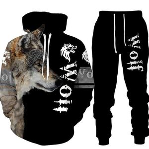 Wolf Tattoo 3D Printed Men's Tracksuit Harajuku Fashion Sportwear Casual Women Mens Clothes Menn Clothing Suit Chandals Hombre G1217