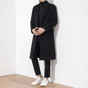 Men's Wool & Blends JUSTAR 2022 Woollen Cloth Korean Heavy Woolen Long Over The Knee Trench Coat