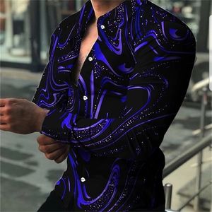 Модные роскошные мужские рубашки одиночная грудь рубашка повседневная пурпурная турбулентная печать с длинным рукавом топы мужская одежда Hawaii Cardigan 220610