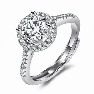 Luxuriöser großer runder Diamant-Bandring für Damen, Hochzeitsschmuck, glänzender Kristall OL, eleganter Designer-Liebesring
