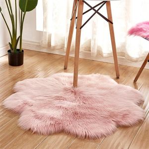 Carpets 1pc Antiskid Soft Faux Fur Wool Carpet Indoor Sheepskin Rug Modern Mat Blue White Pink Gray Living Room 30x30cmCarpets